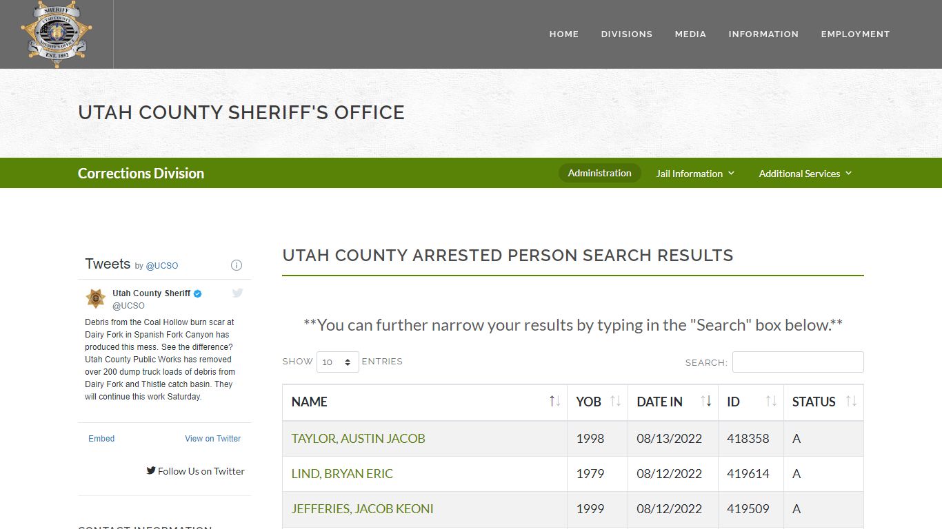 Utah County Sheriff's Office Inmate Search